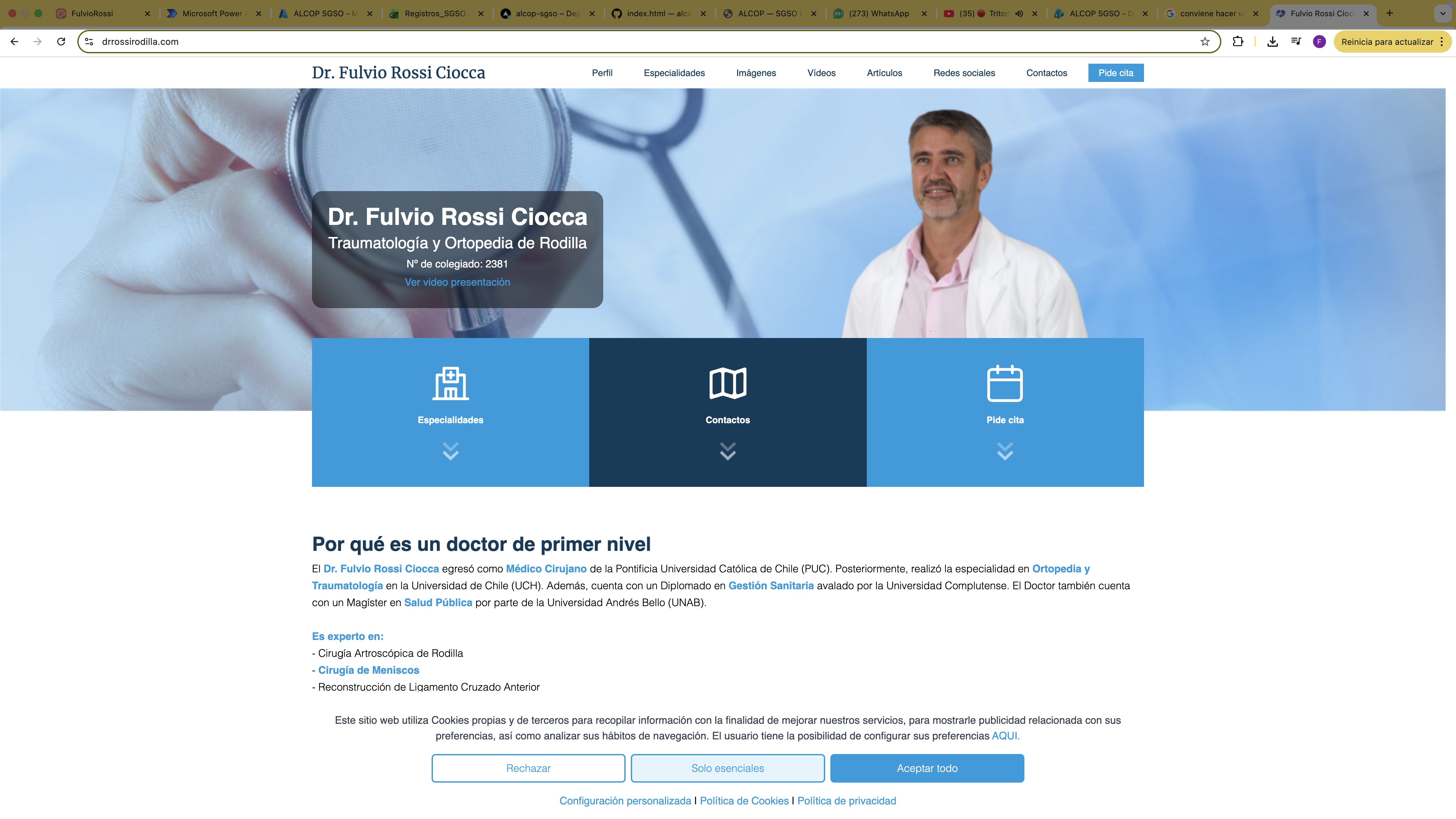 Dr. Fulvio Rossi Ciocca, médico cirujano traumatólogo, Santiago Chile